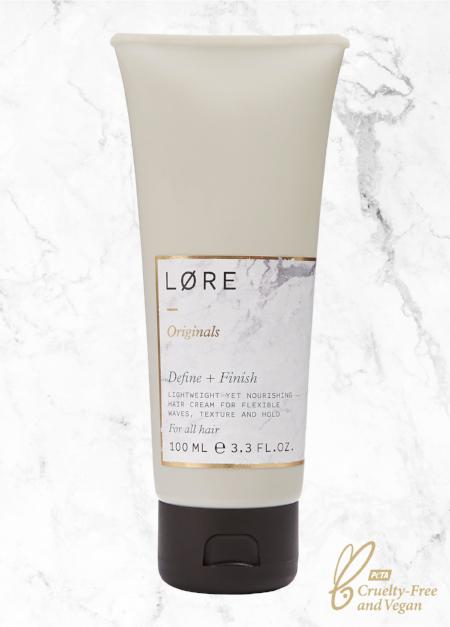 Lore Originals Define + Finish vegan hair styling cream made in the UK.